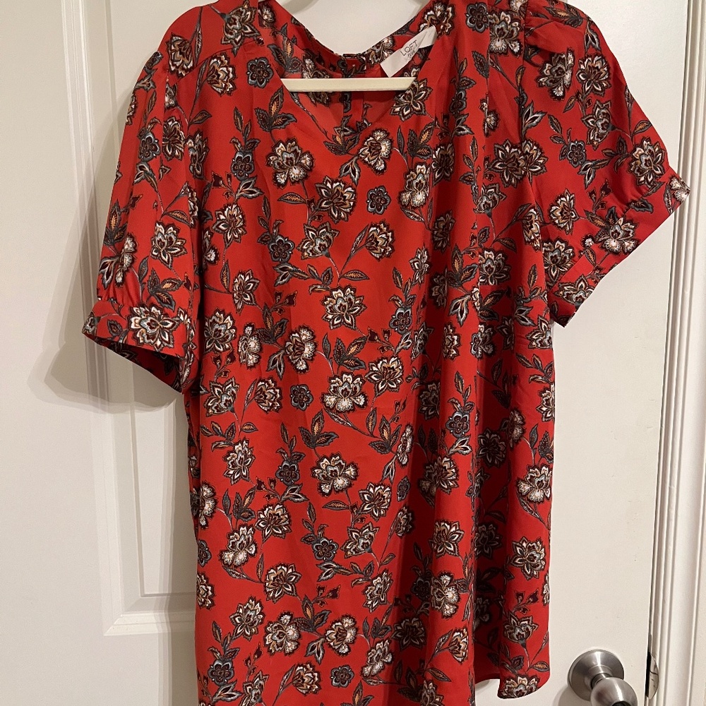 LOFT orange floral short sleeve